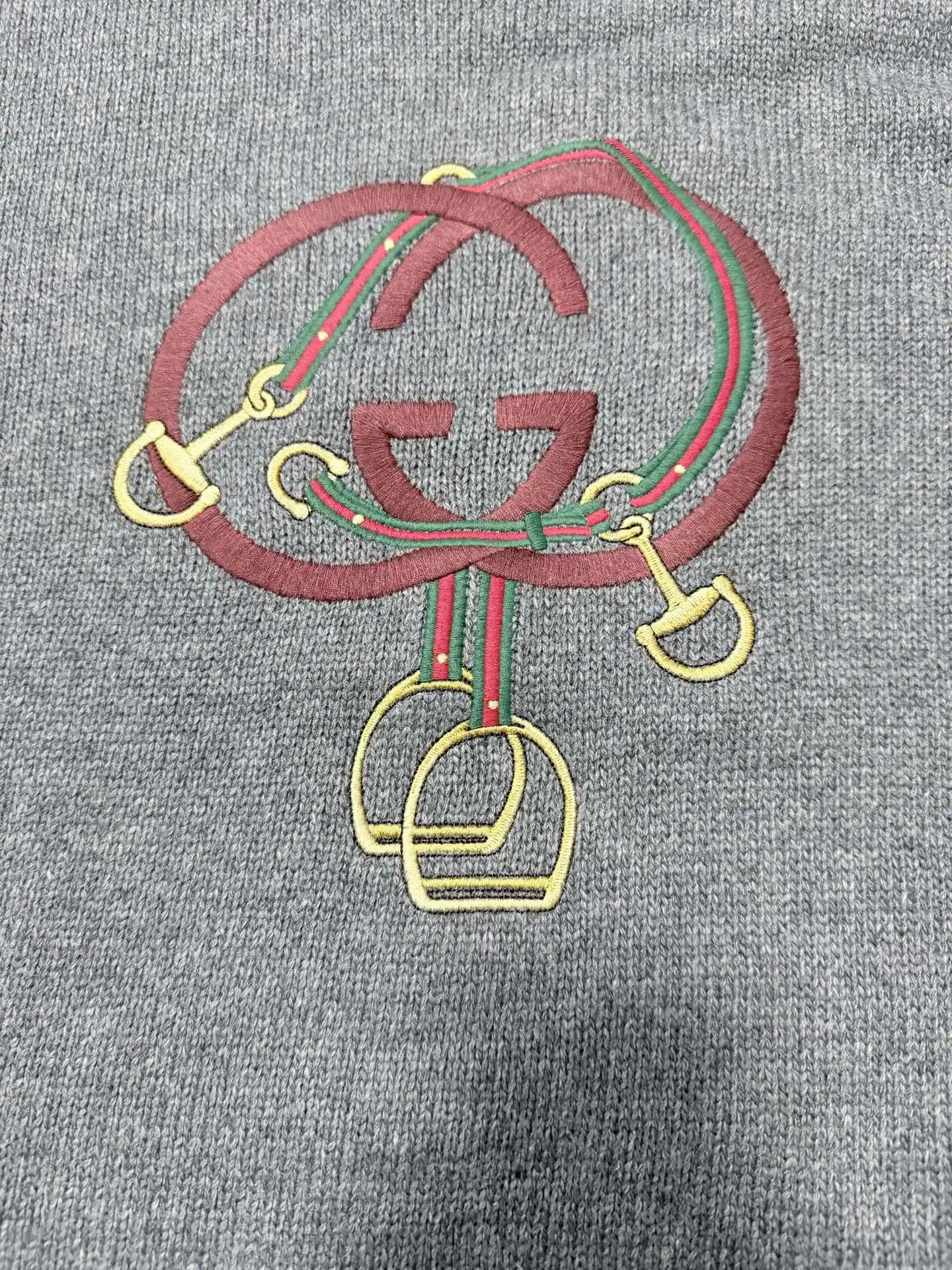 Interlocking G and Stirrup Embroidered Wool Sweater D33523338 — view 4