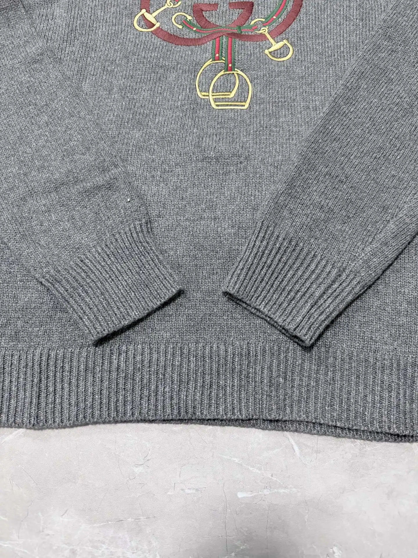 Interlocking G and Stirrup Embroidered Wool Sweater D33523338 — view 6