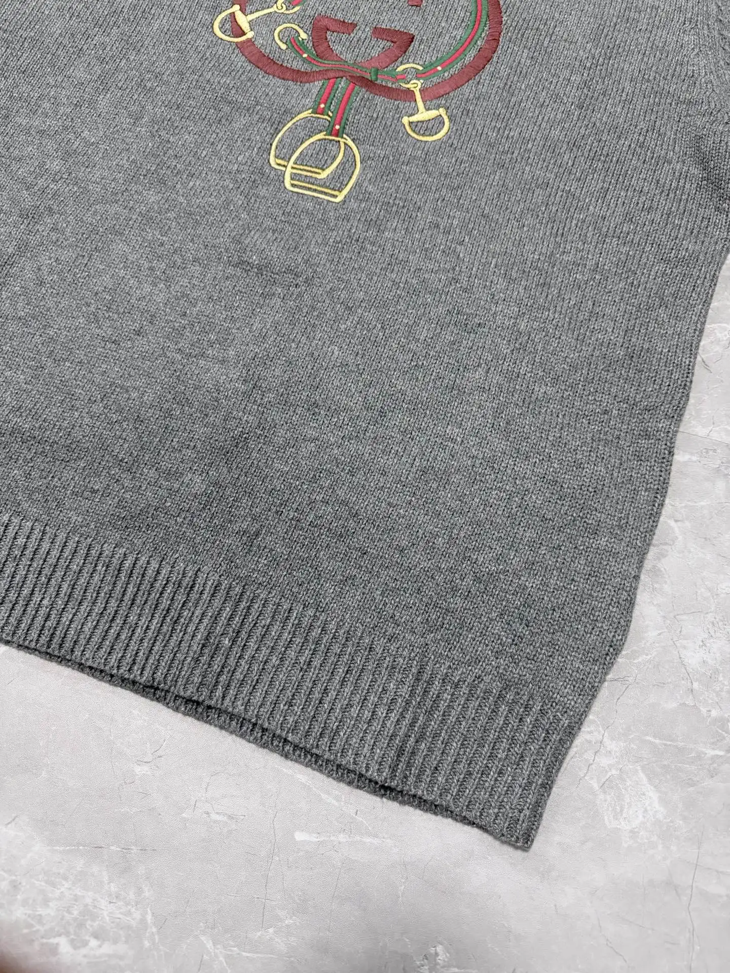 Interlocking G and Stirrup Embroidered Wool Sweater D33523338 — view 7