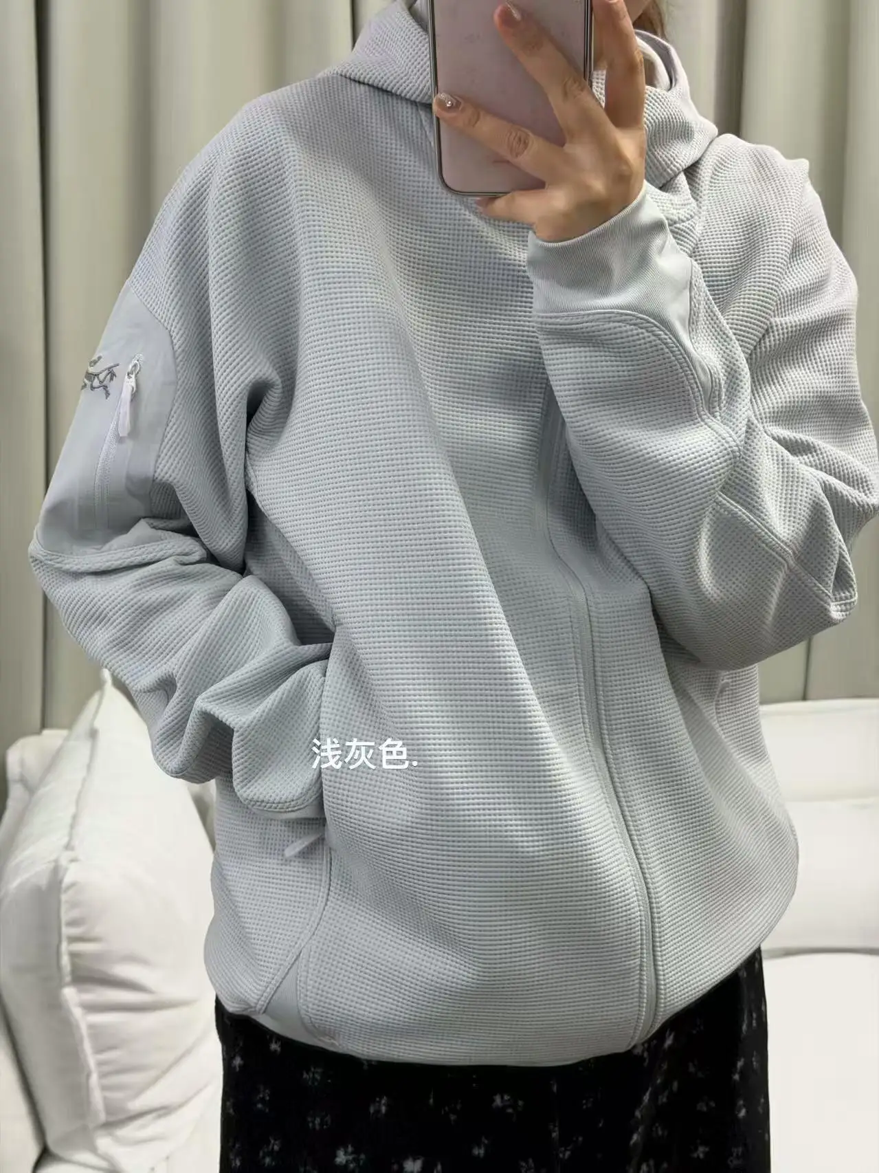 Olera Full-Zip Waffle Knit Hooded Jacket D34023966 — view 4