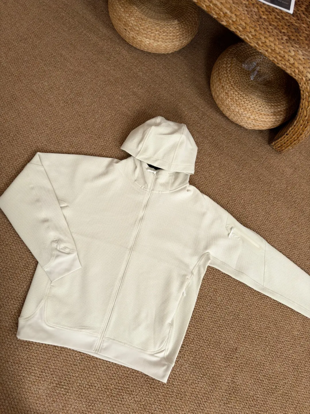 Olera Waffle-Knit Zip-Up Hooded Jacket D34023968