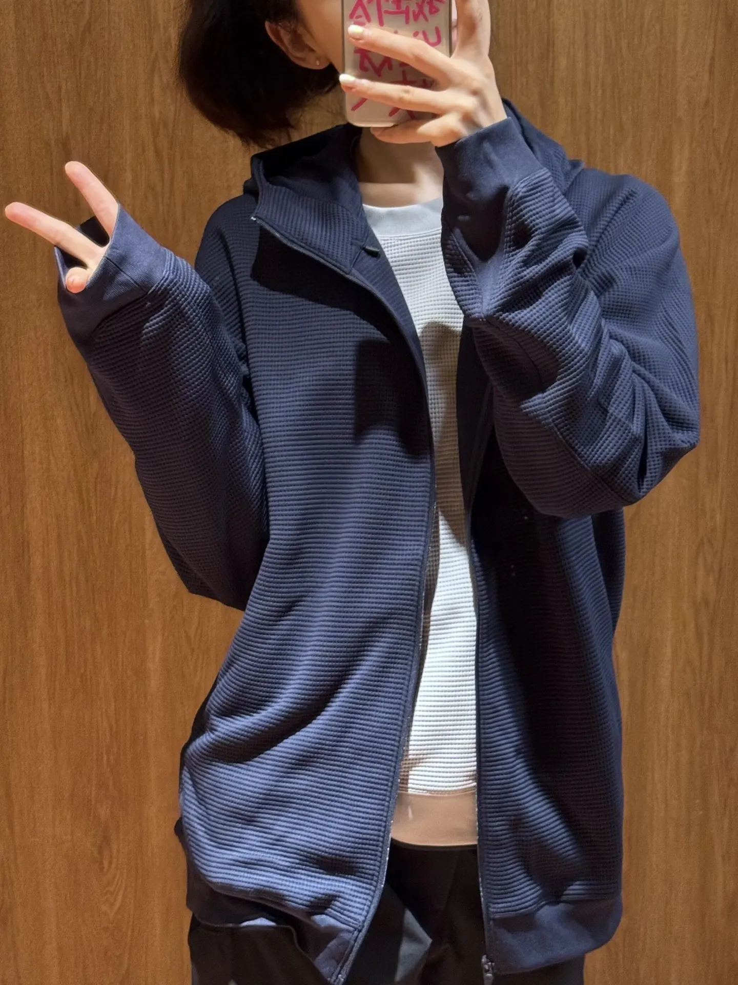 Olera Waffle-Knit Zip-Up Hooded Jacket D34023973 — view 5