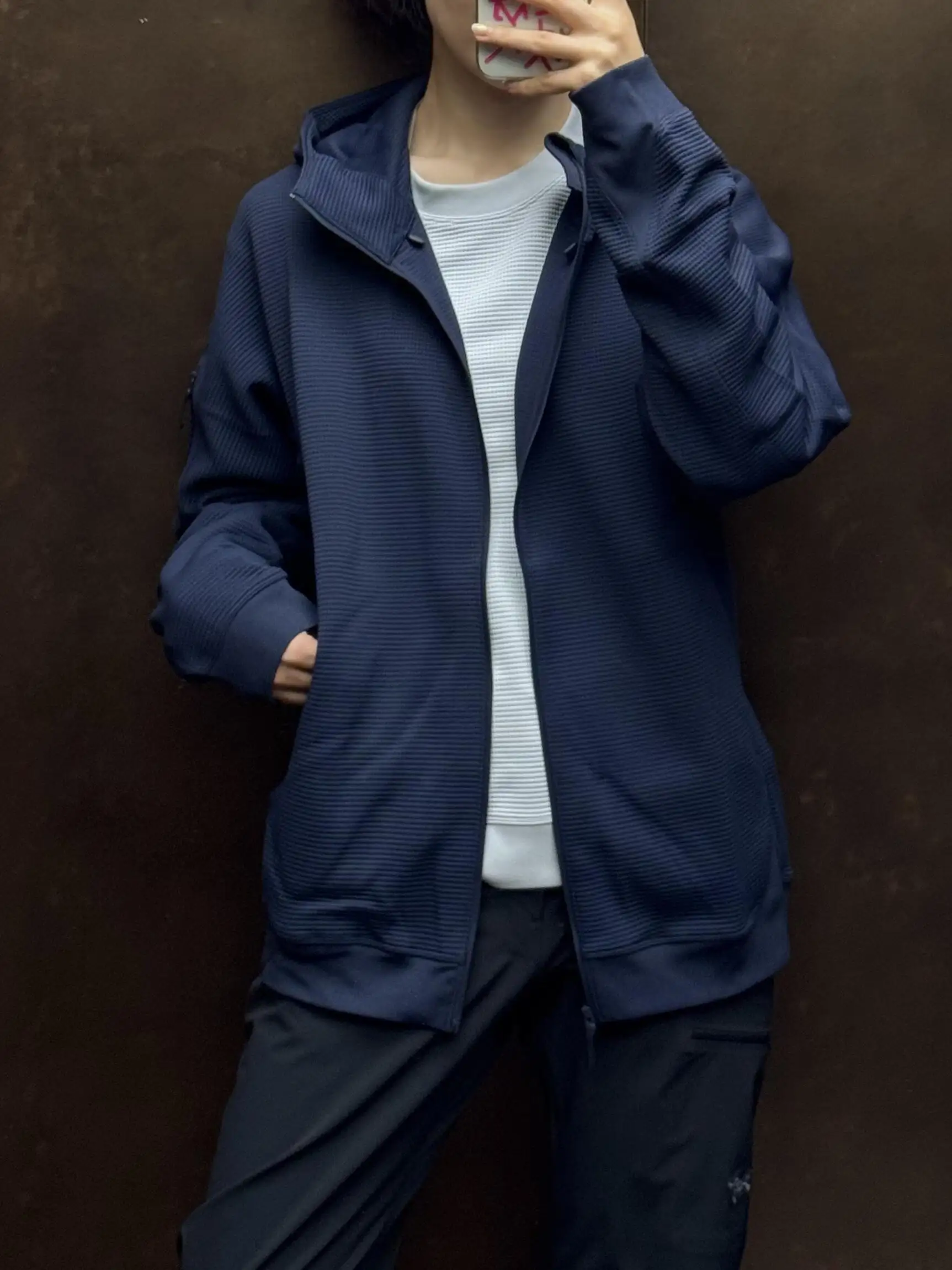 Olera Waffle-Knit Zip-Up Hooded Jacket D34023973 — view 6