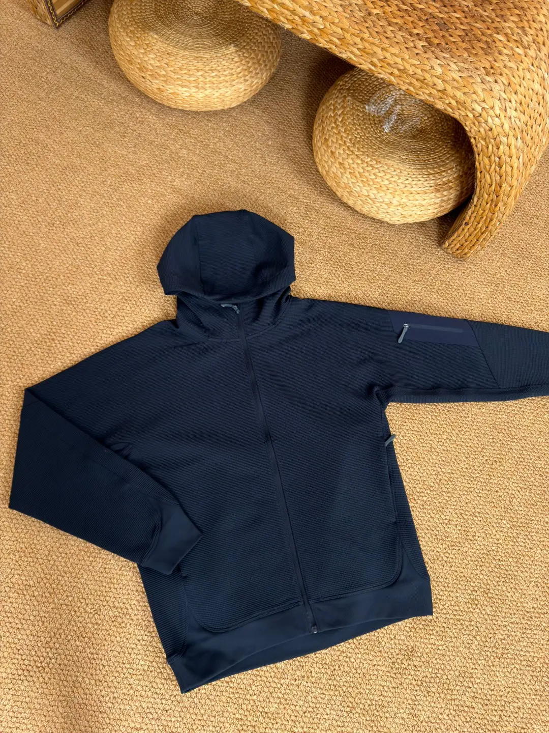 Olera Waffle-Knit Zip-Up Hooded Jacket D34023974