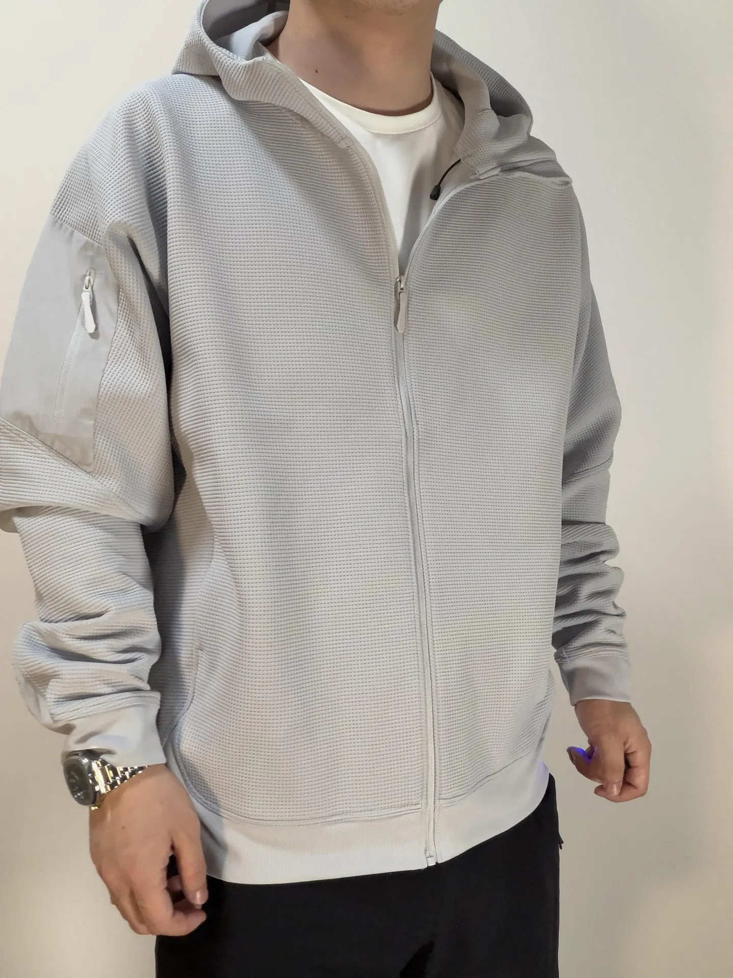 Olera Full-Zip Waffle-Knit Hooded Jacket D34023975