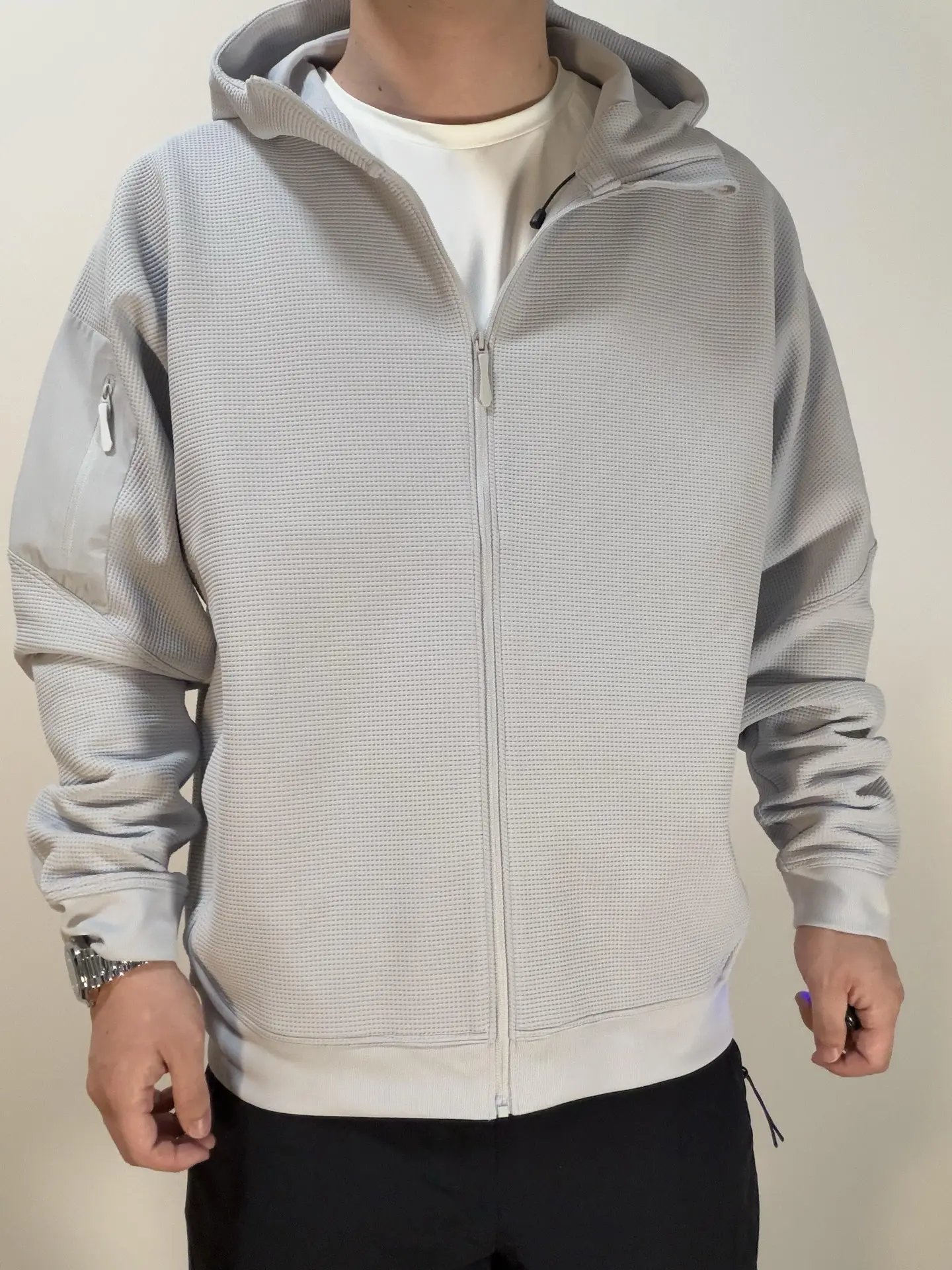 Olera Full-Zip Waffle-Knit Hooded Jacket D34023975 — view 2