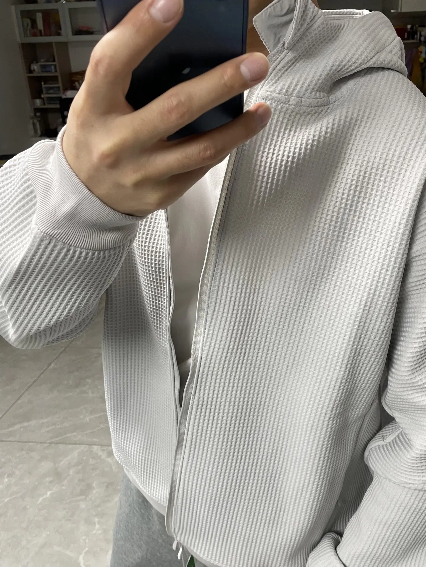 Olera Full-Zip Waffle-Knit Hooded Jacket D34023975 — view 5