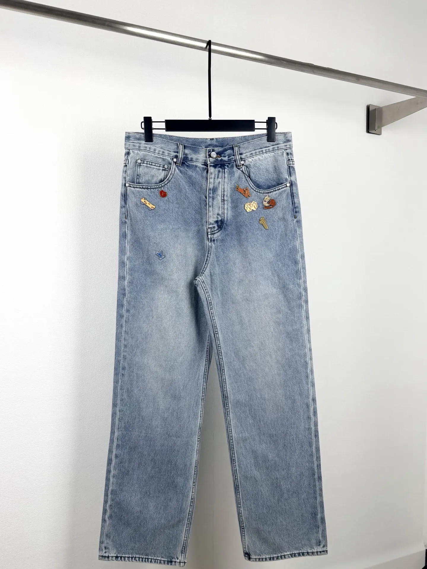 Monogram Embroidered Straight-Leg Jeans D34021397