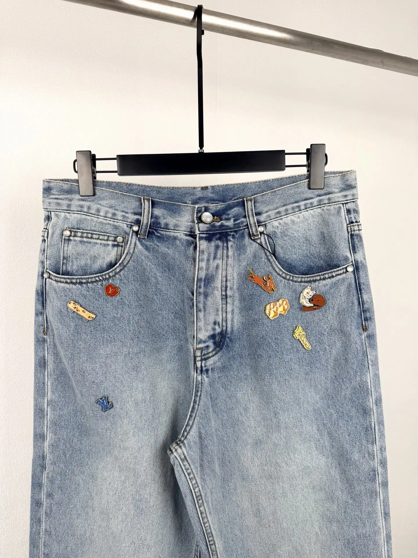 Monogram Embroidered Straight-Leg Jeans D34021397 — view 2