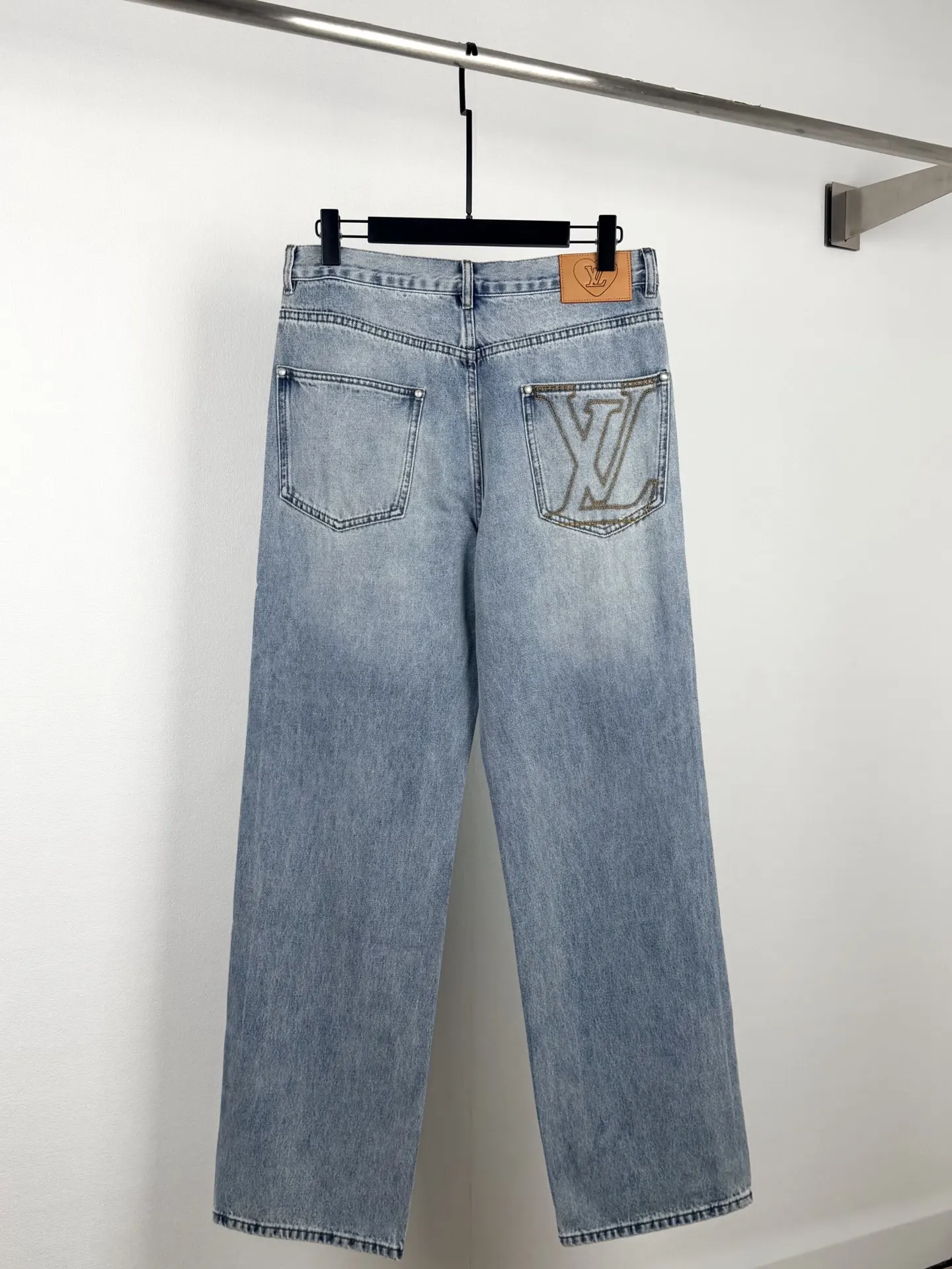 Monogram Embroidered Straight-Leg Jeans D34021397 — view 3