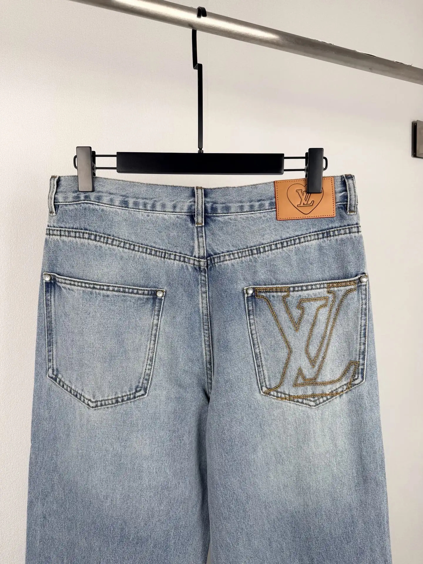 Monogram Embroidered Straight-Leg Jeans D34021397 — view 4