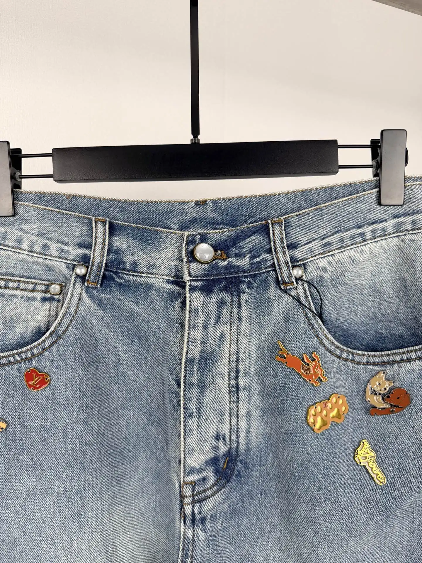 Monogram Embroidered Straight-Leg Jeans D34021397 — view 5