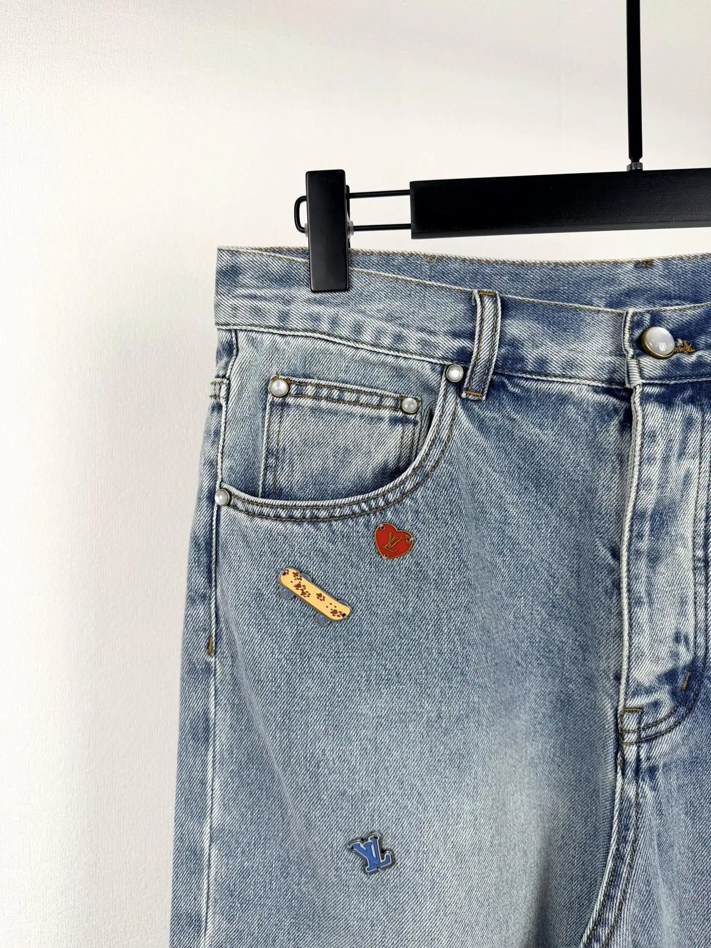 Monogram Embroidered Straight-Leg Jeans D34021397 — view 6