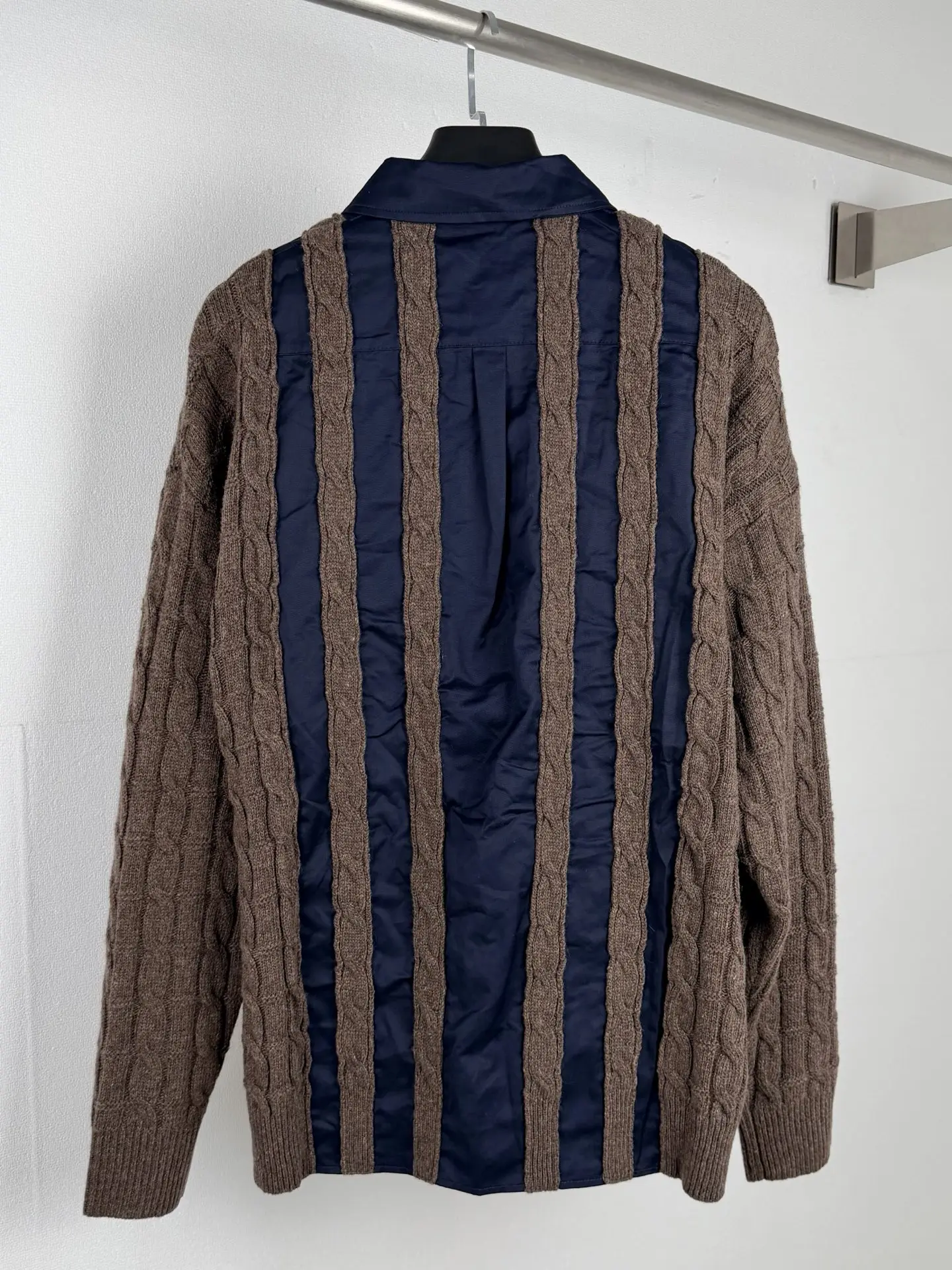 Anagram Hybrid Cable-Knit and Poplin Shirt D34522732 — view 3
