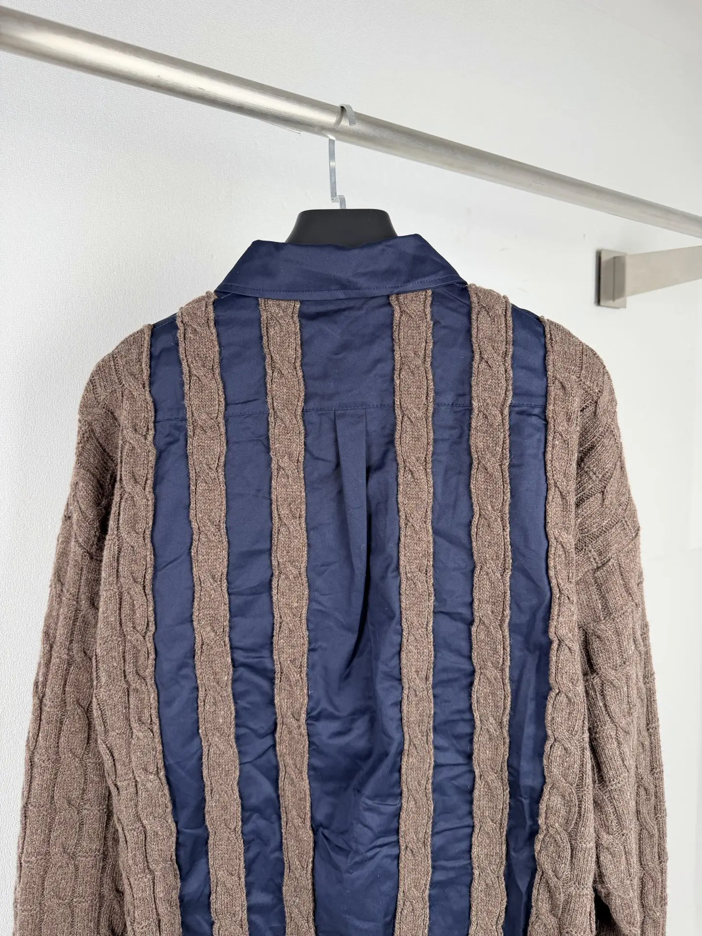 Anagram Hybrid Cable-Knit and Poplin Shirt D34522732 — view 4