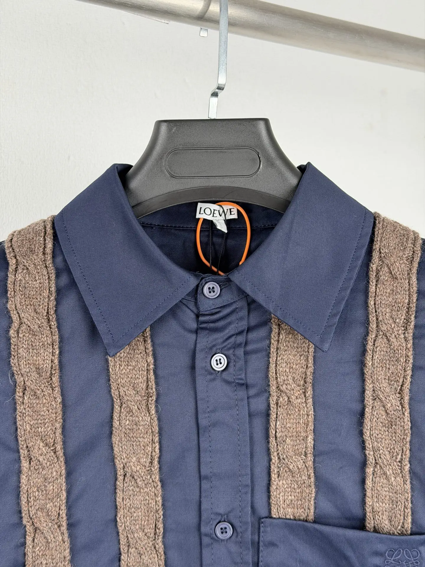 Anagram Hybrid Cable-Knit and Poplin Shirt D34522732 — view 5