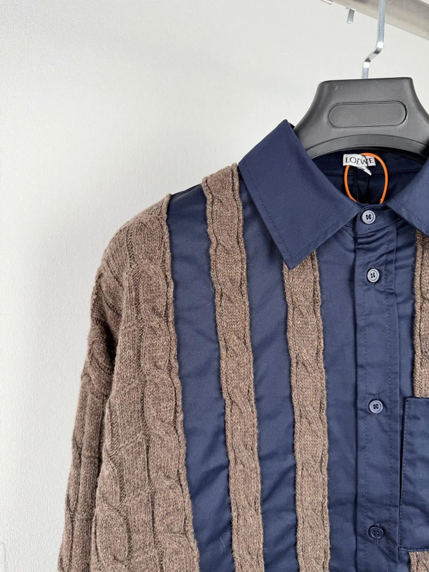 Anagram Hybrid Cable-Knit and Poplin Shirt D34522732 — view 7