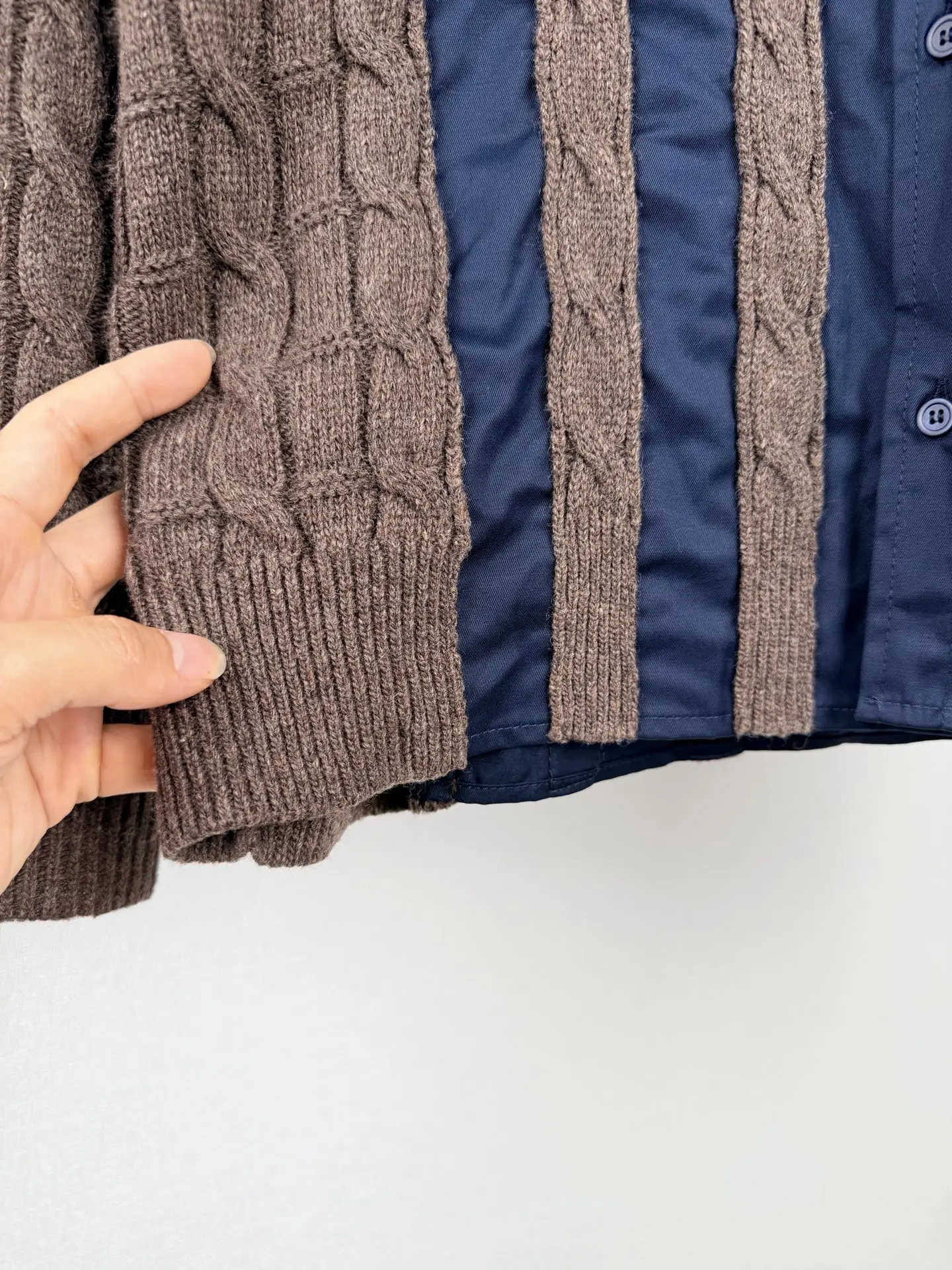 Anagram Hybrid Cable-Knit and Poplin Shirt D34522732 — view 9