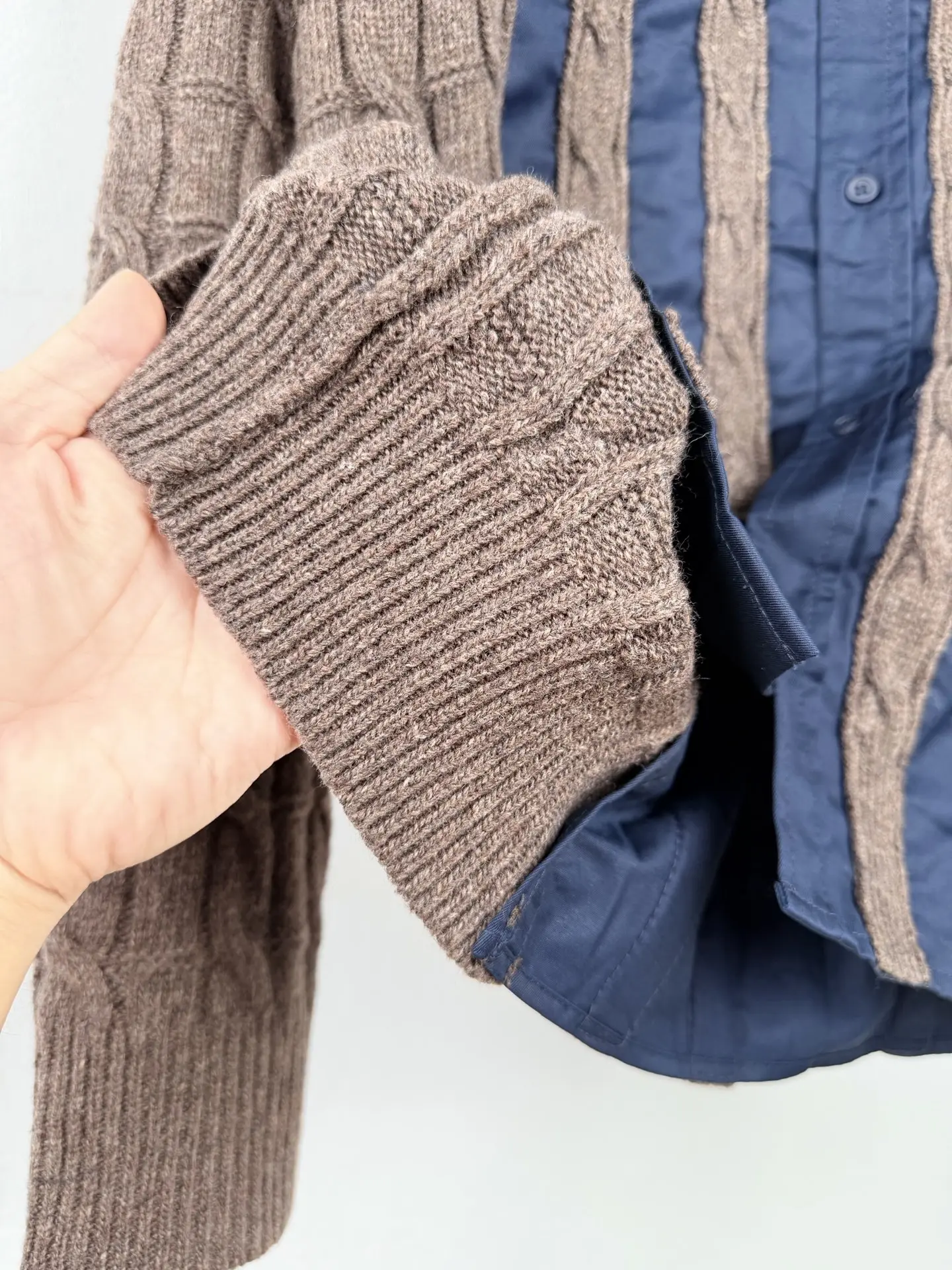 Anagram Hybrid Cable-Knit and Poplin Shirt D34522732 — view 10