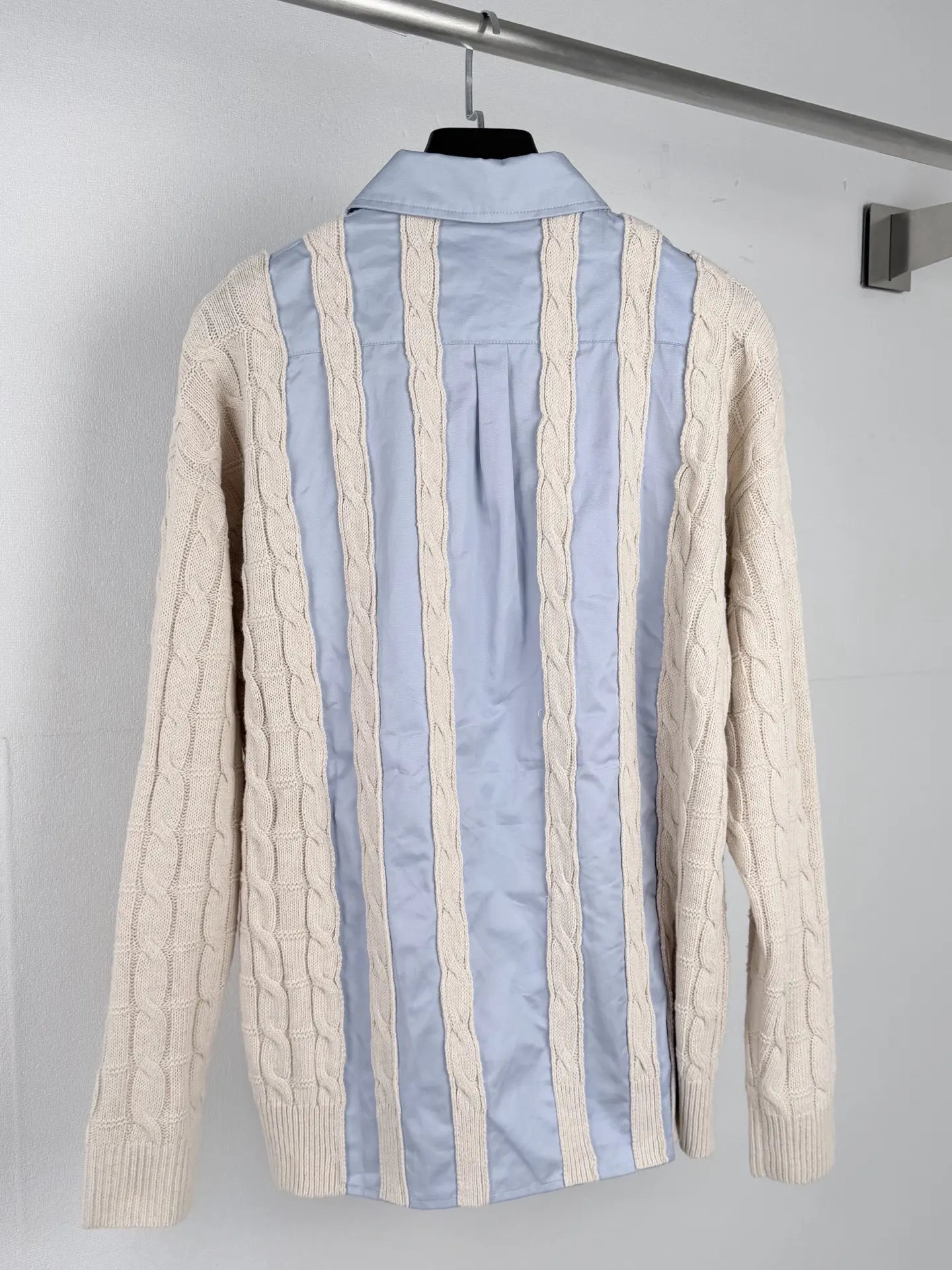 Anagram Embroidered Hybrid Cable-Knit Shirt D34522731 — view 3