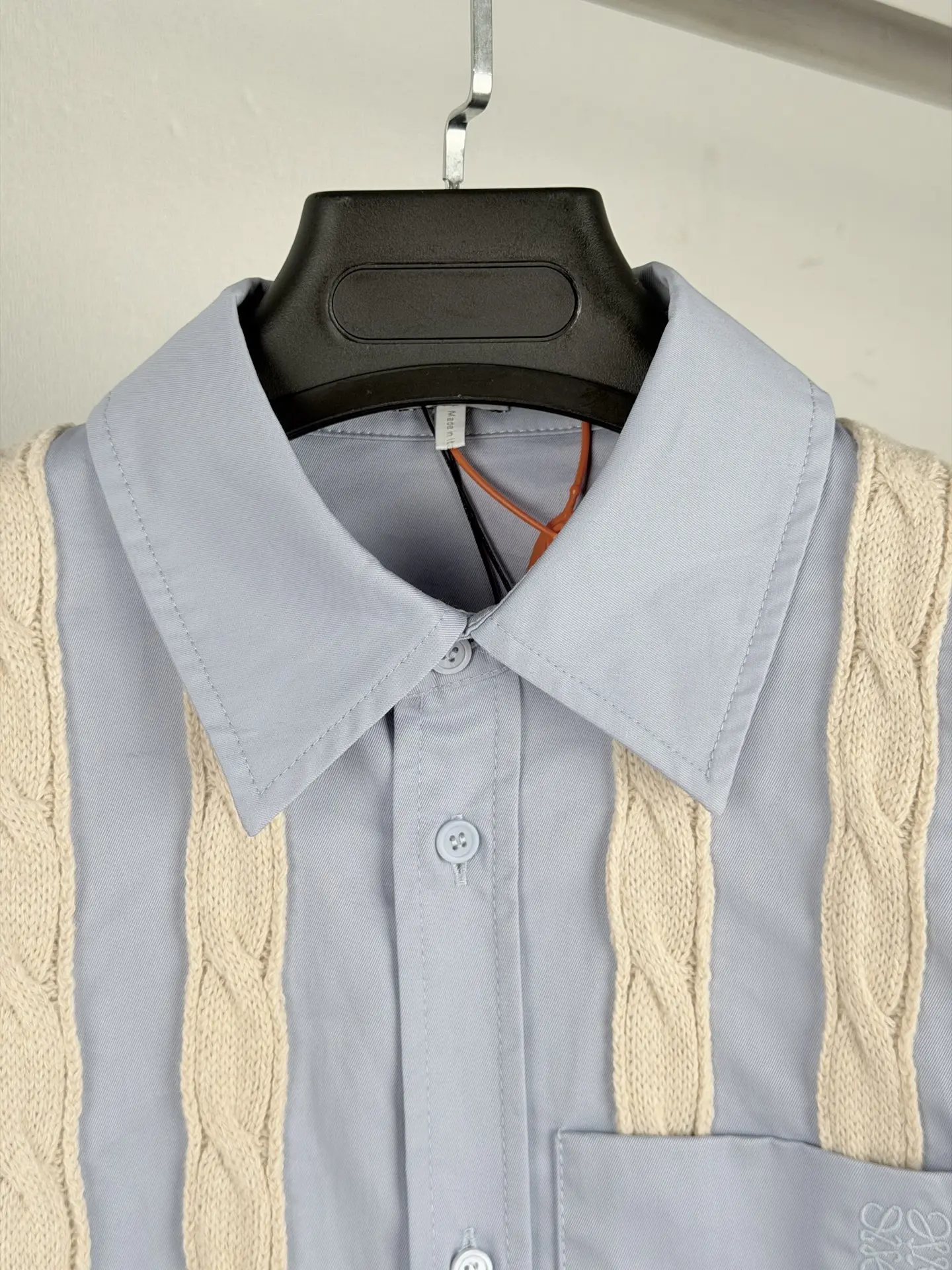 Anagram Embroidered Hybrid Cable-Knit Shirt D34522731 — view 5