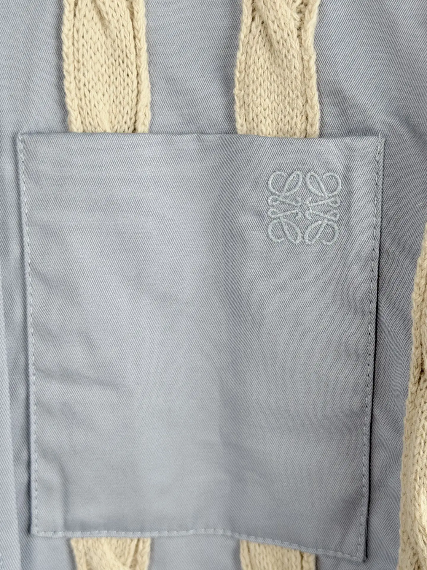 Anagram Embroidered Hybrid Cable-Knit Shirt D34522731 — view 6