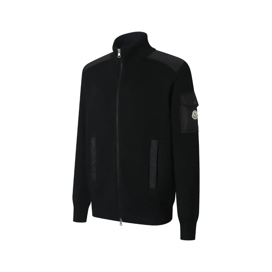 Wool and Nylon Paneled Zip-Up Cardigan D34523207 — view 2