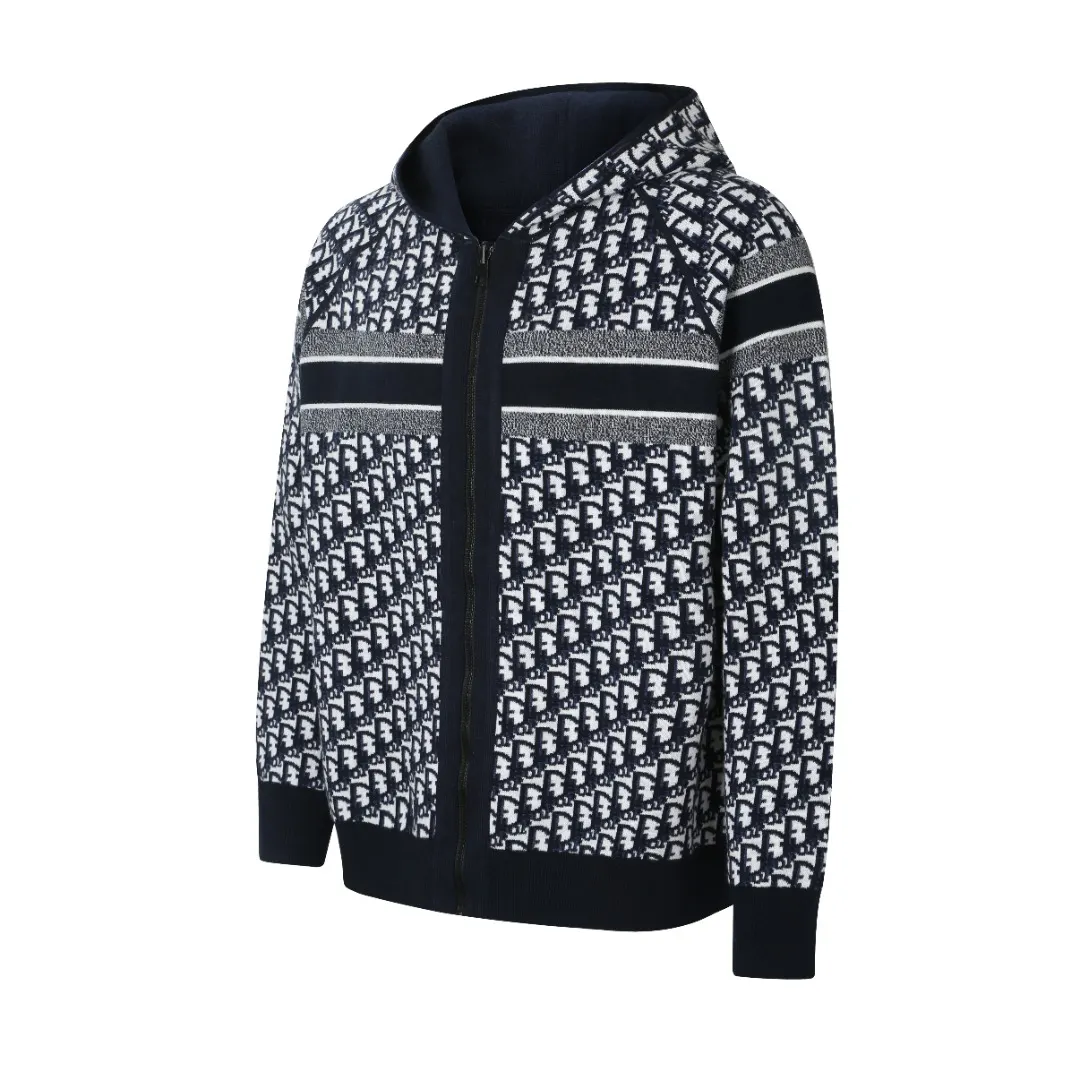 Oblique Reversible Zip-Up Hooded Sweater D35023215 — view 2