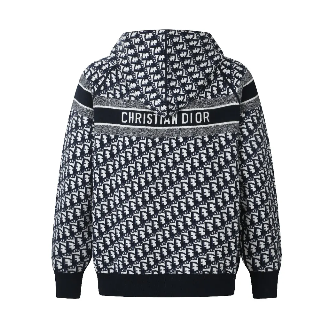 Oblique Reversible Zip-Up Hooded Sweater D35023215 — view 3