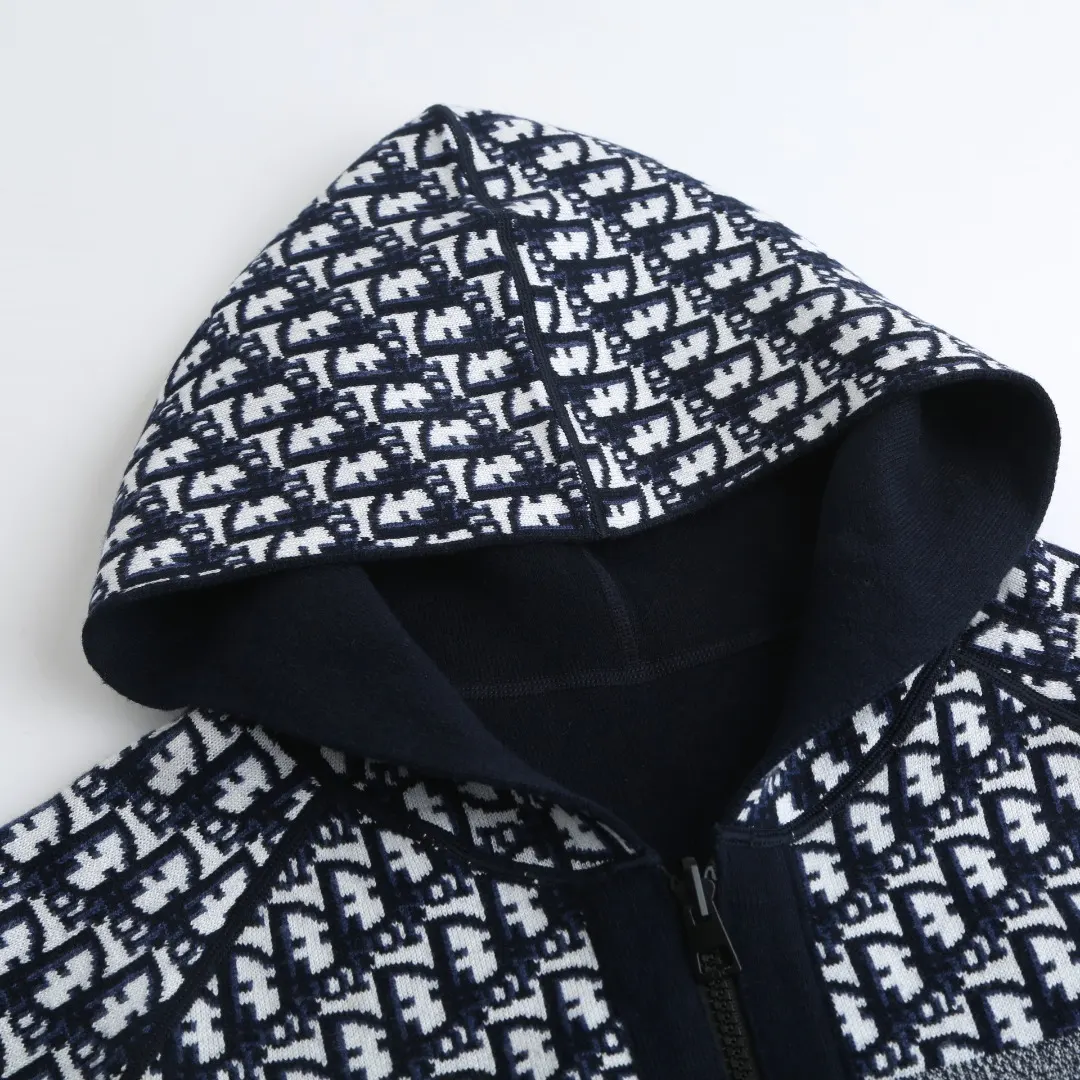 Oblique Reversible Zip-Up Hooded Sweater D35023215 — view 4