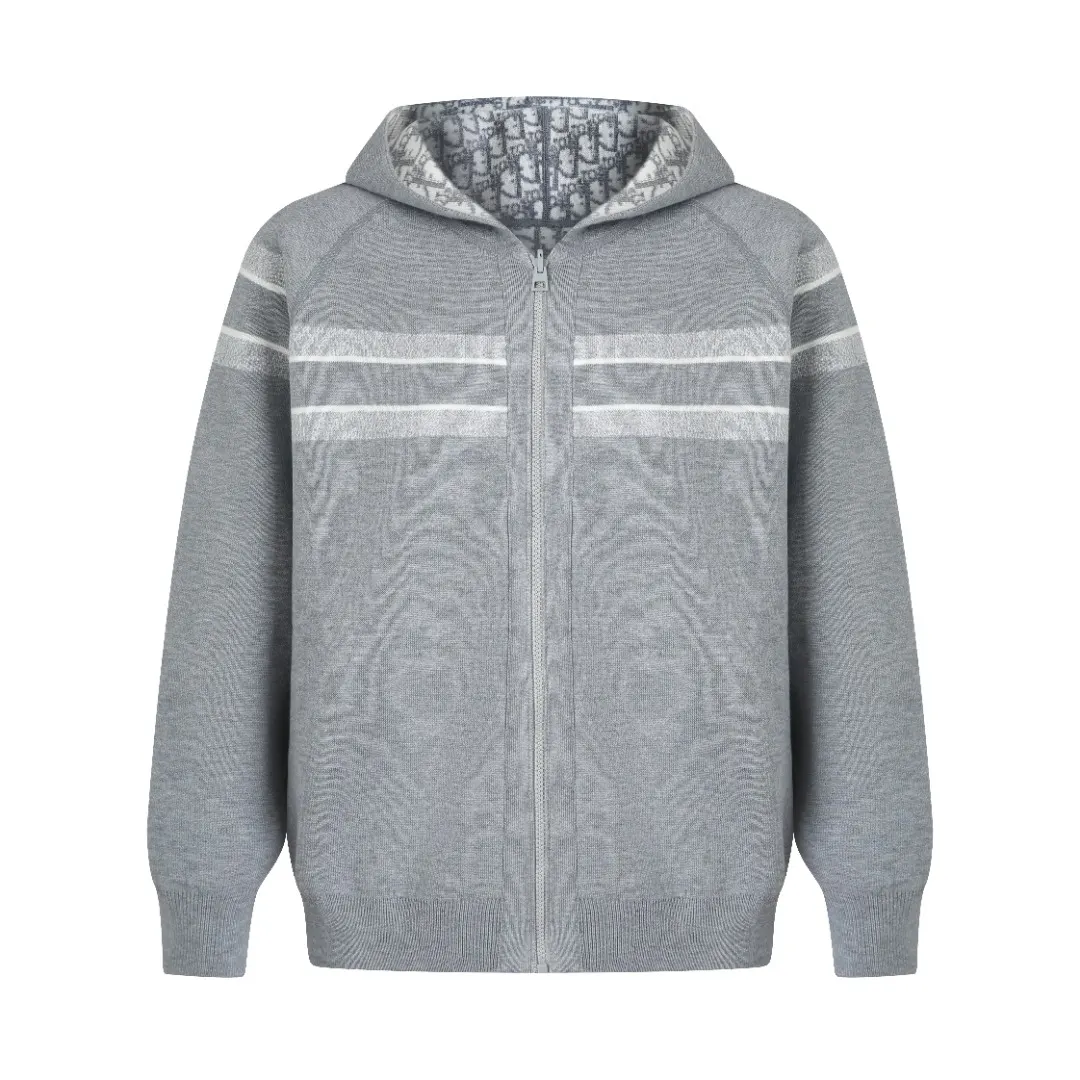 Reversible Oblique Cashmere-Blend Zip-Up Hoodie D35023212