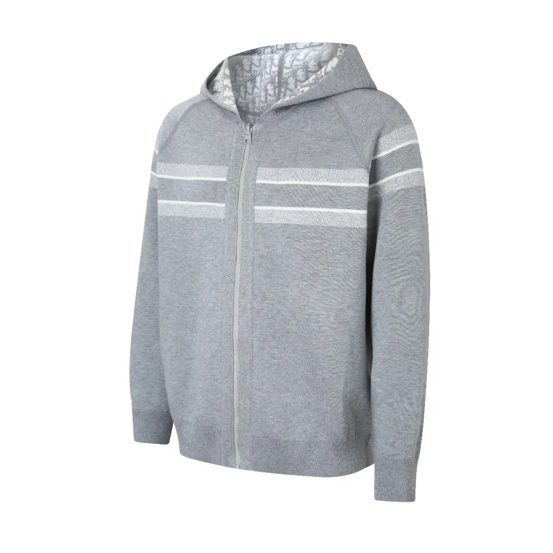 Reversible Oblique Cashmere-Blend Zip-Up Hoodie D35023212 — view 2