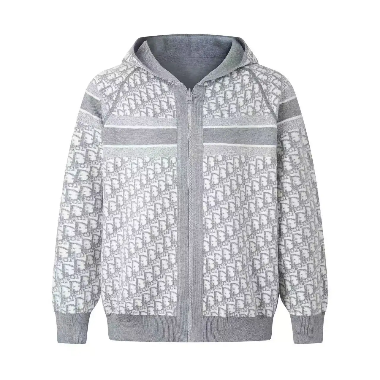 Oblique Reversible Zip-Up Hooded Cardigan D35023213