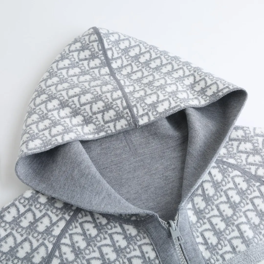 Oblique Reversible Zip-Up Hooded Cardigan D35023213 — view 4