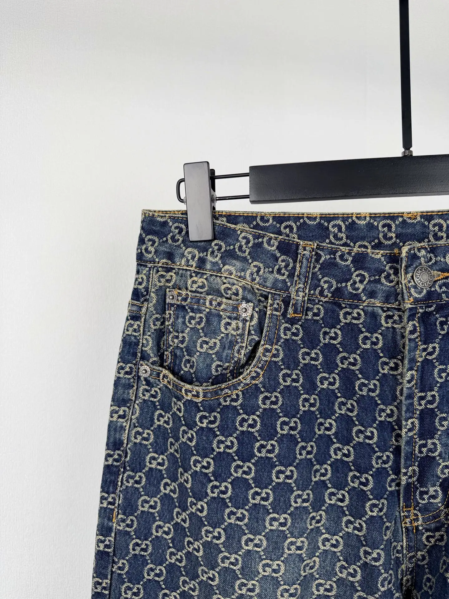 GG Jacquard Monogram Straight-Leg Jeans D35021392 — view 6