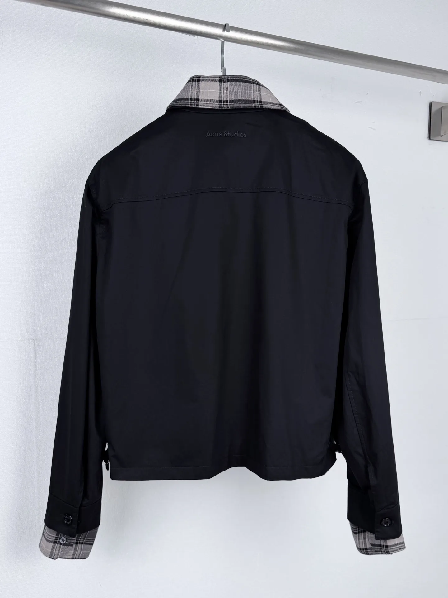 Acne Studios Layered Plaid-Trim Twill Jacket D35521307 — view 3