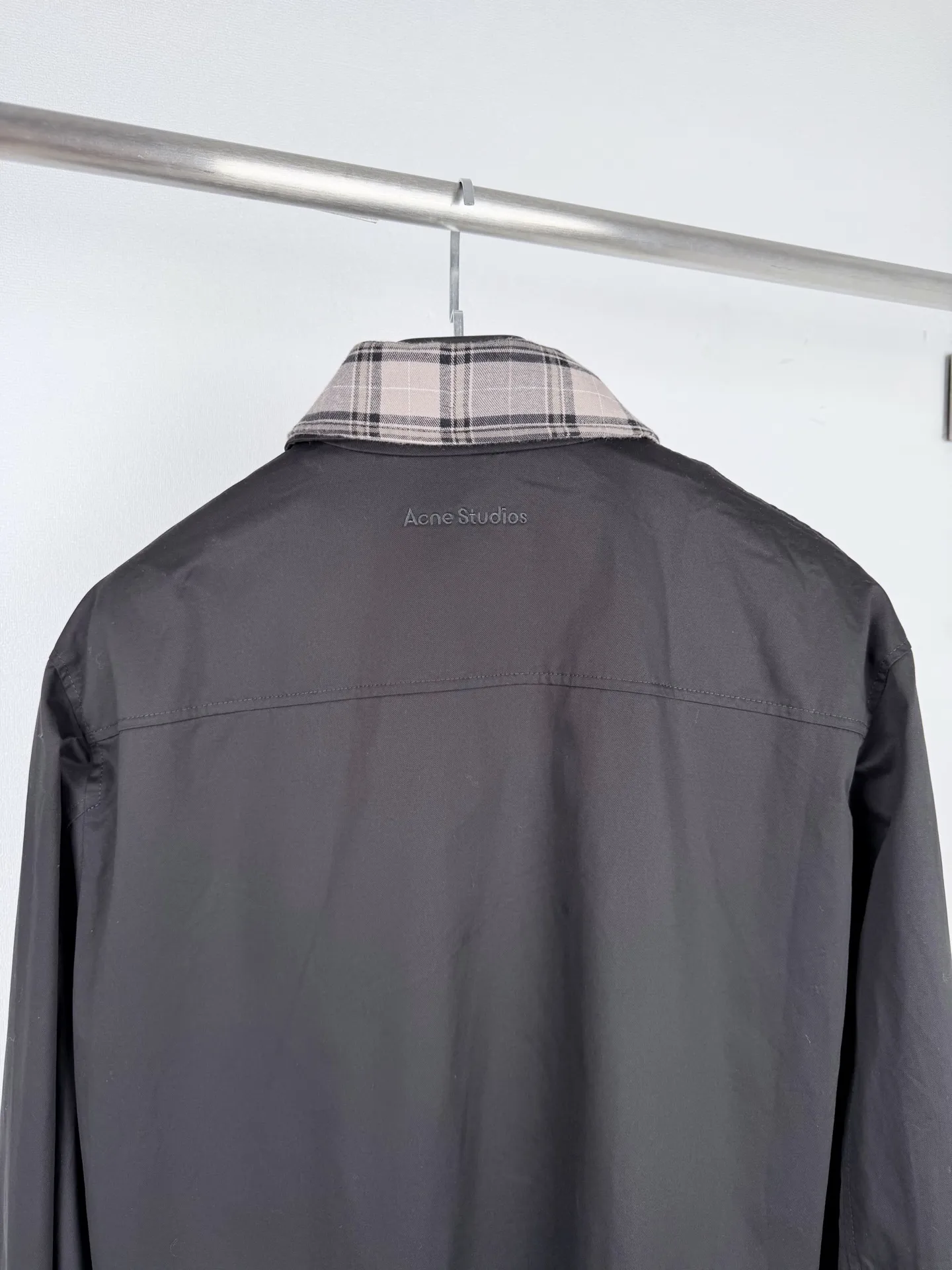 Acne Studios Layered Plaid-Trim Twill Jacket D35521307 — view 4