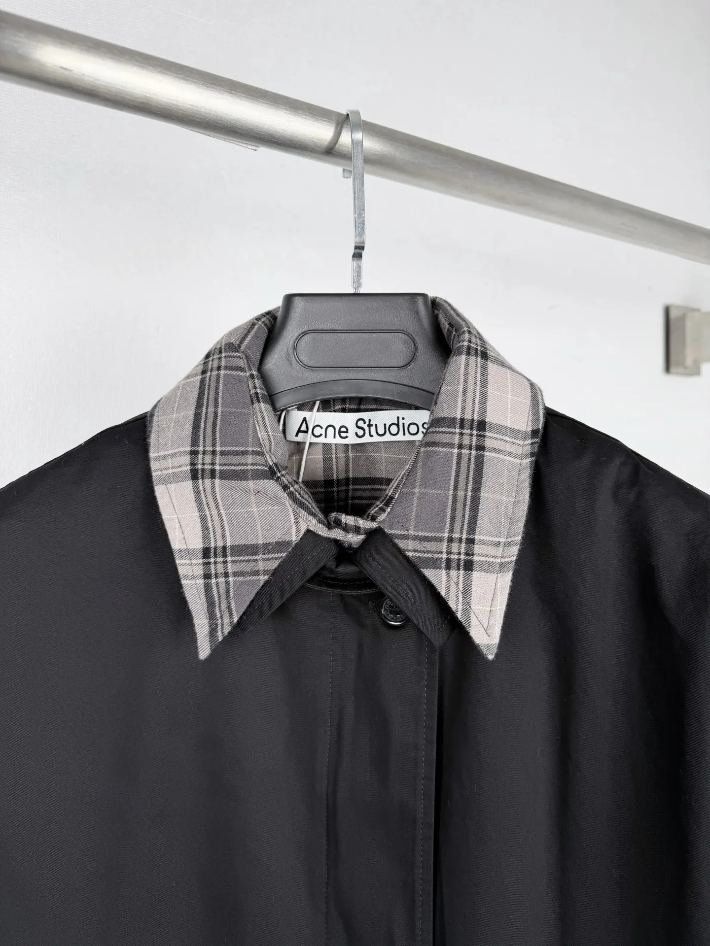 Acne Studios Layered Plaid-Trim Twill Jacket D35521307 — view 5