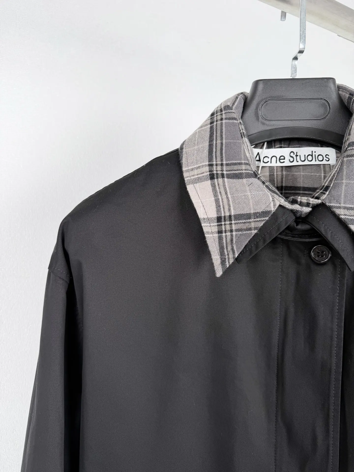 Acne Studios Layered Plaid-Trim Twill Jacket D35521307 — view 6