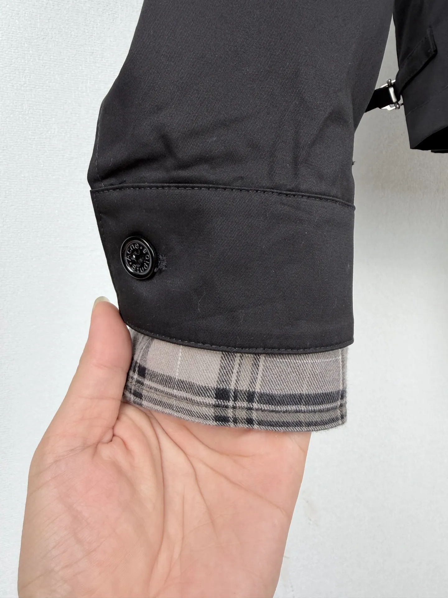 Acne Studios Layered Plaid-Trim Twill Jacket D35521307 — view 7