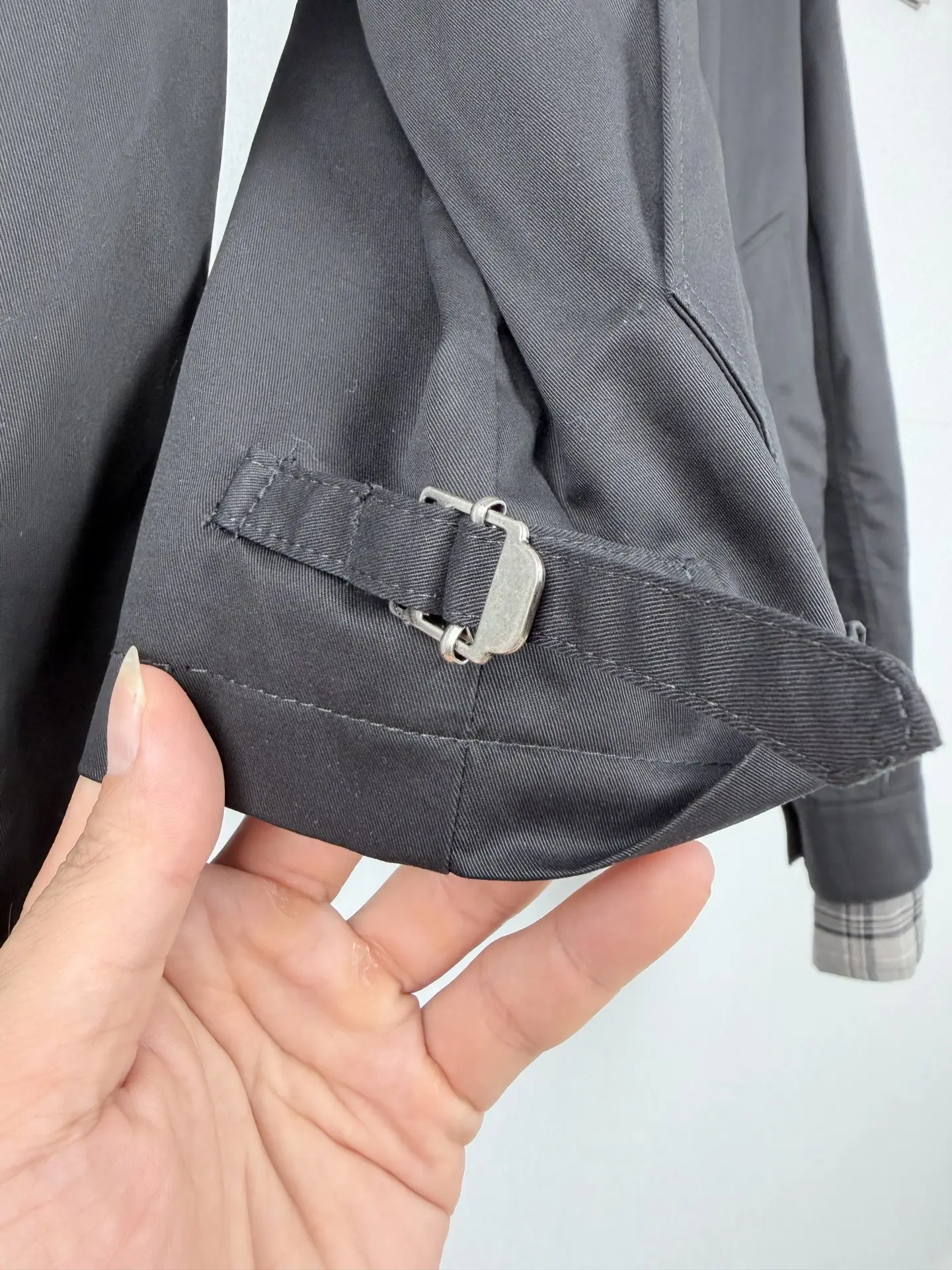 Acne Studios Layered Plaid-Trim Twill Jacket D35521307 — view 9