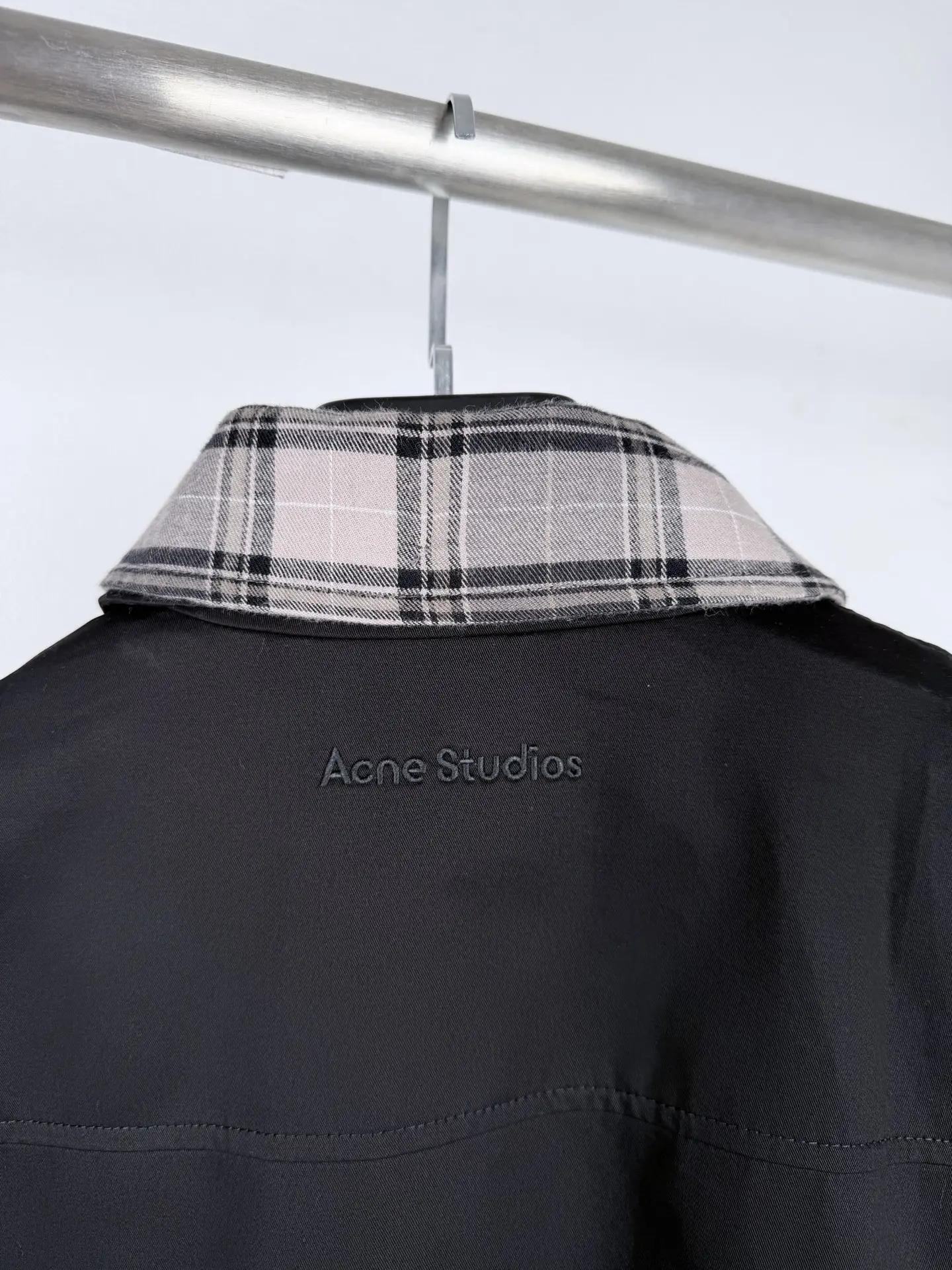 Acne Studios Layered Plaid-Trim Twill Jacket D35521307 — view 11