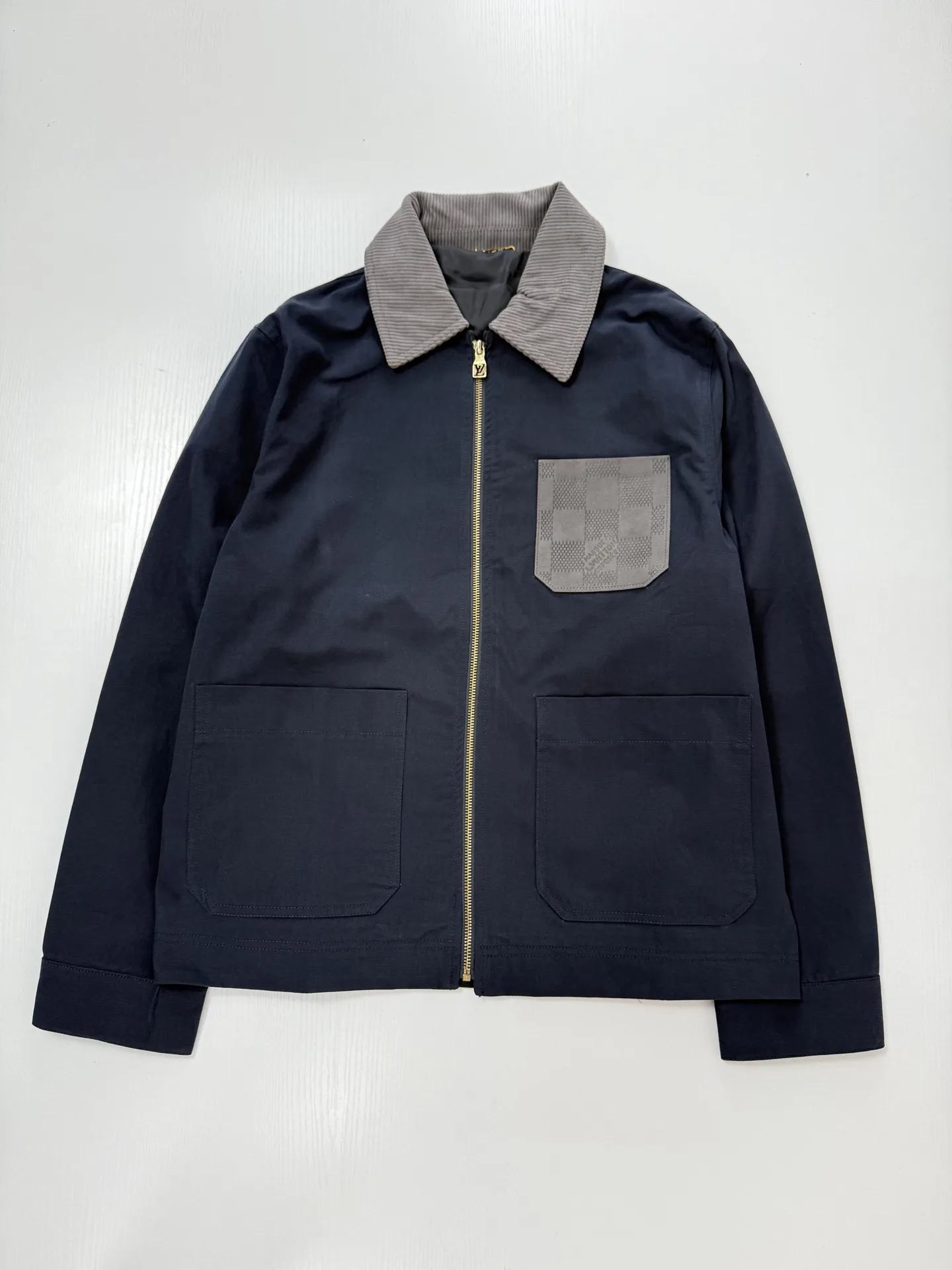 Corduroy Collar Damier Patch Zip-Up Jacket D36021237 — view 3
