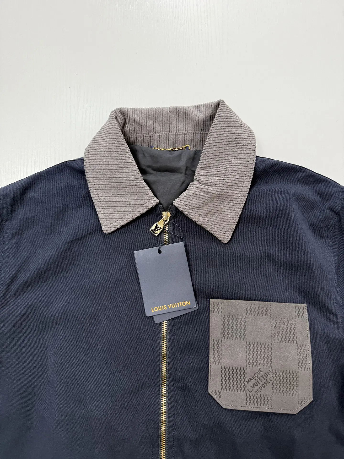 Corduroy Collar Damier Patch Zip-Up Jacket D36021237 — view 4