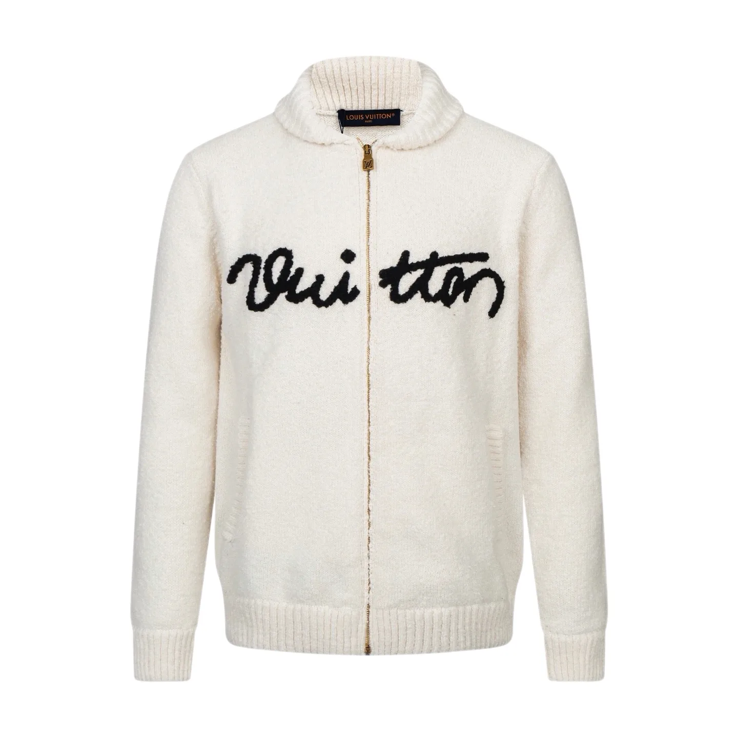 Logo Embroidery Zip-Up Wool Cardigan D36021115