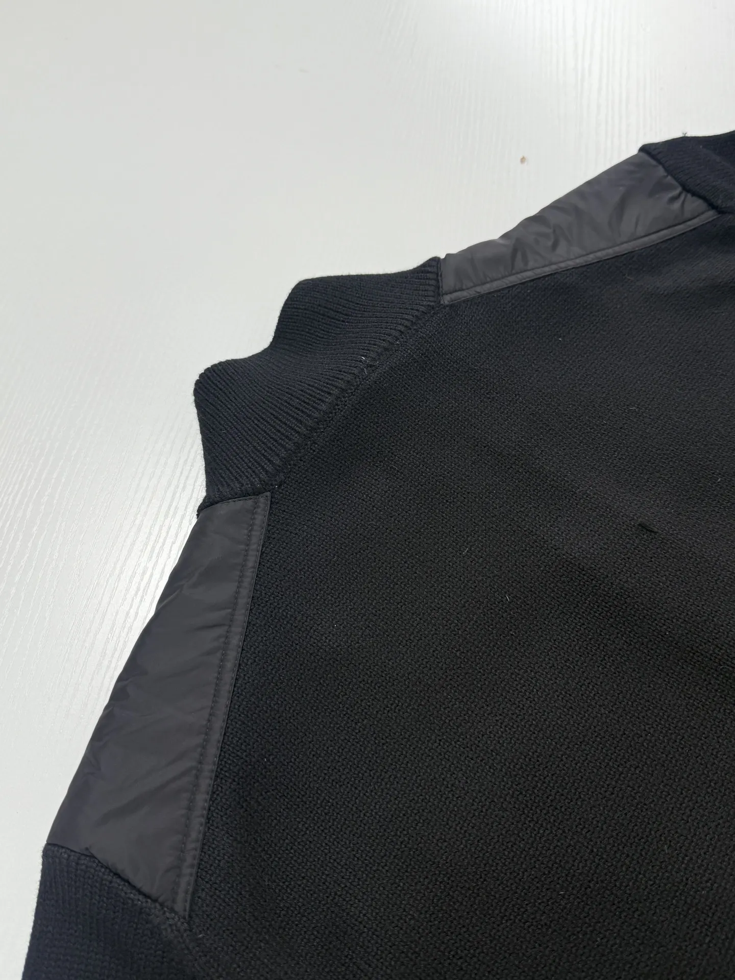 Nylon-Paneled Zip-Up Knit Cardigan D36021251 — view 12