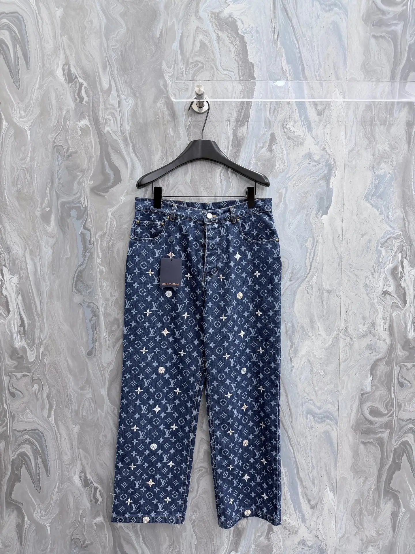 Monogram Embroidered Straight-Leg Jeans D36023335