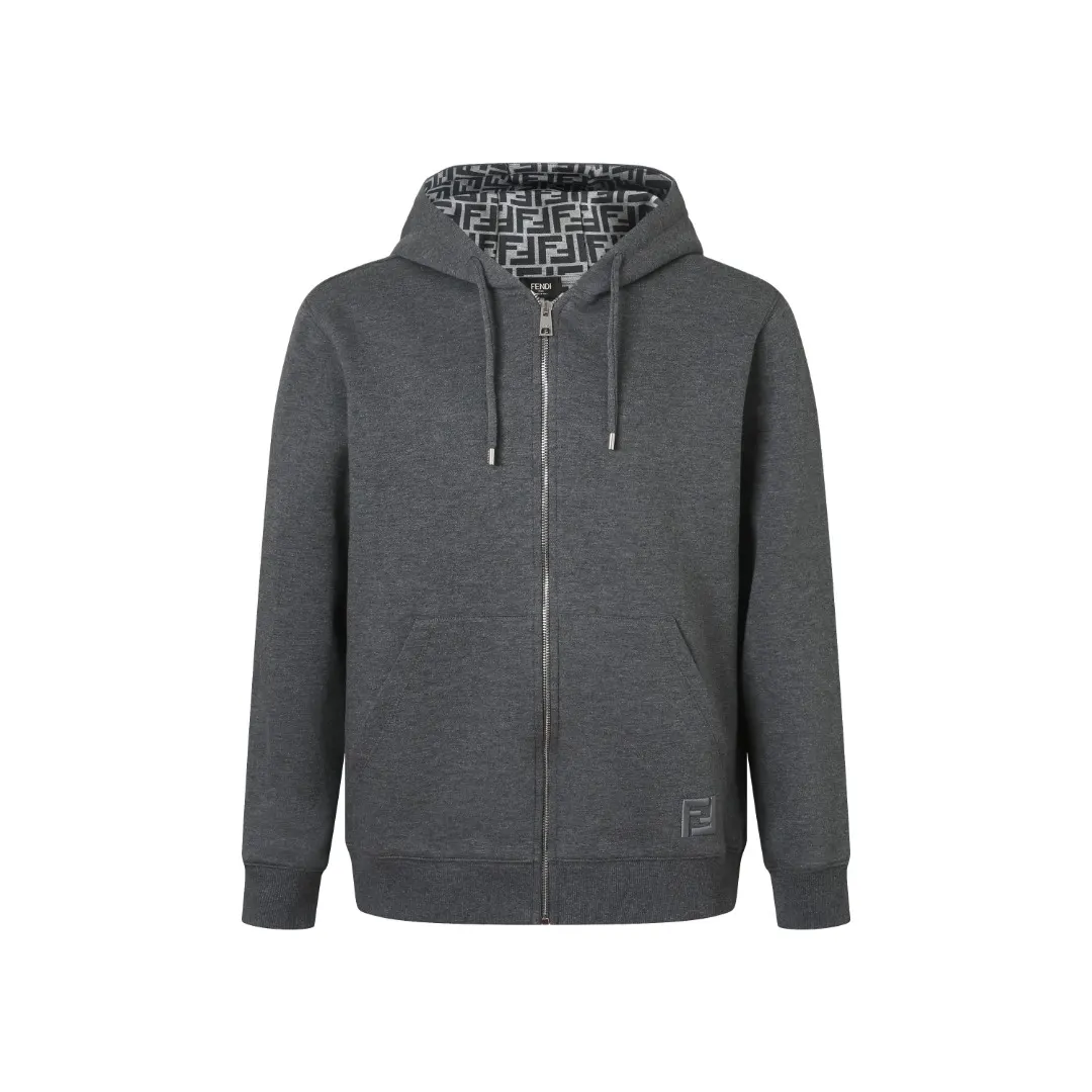 Logo-Embroidered Zip-Up Hoodie with Monogram Lining D36523203