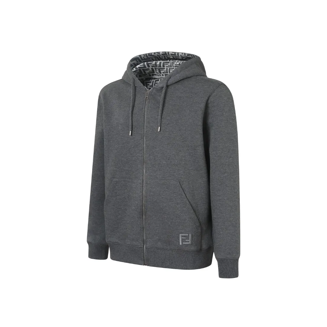 Logo-Embroidered Zip-Up Hoodie with Monogram Lining D36523203 — view 2