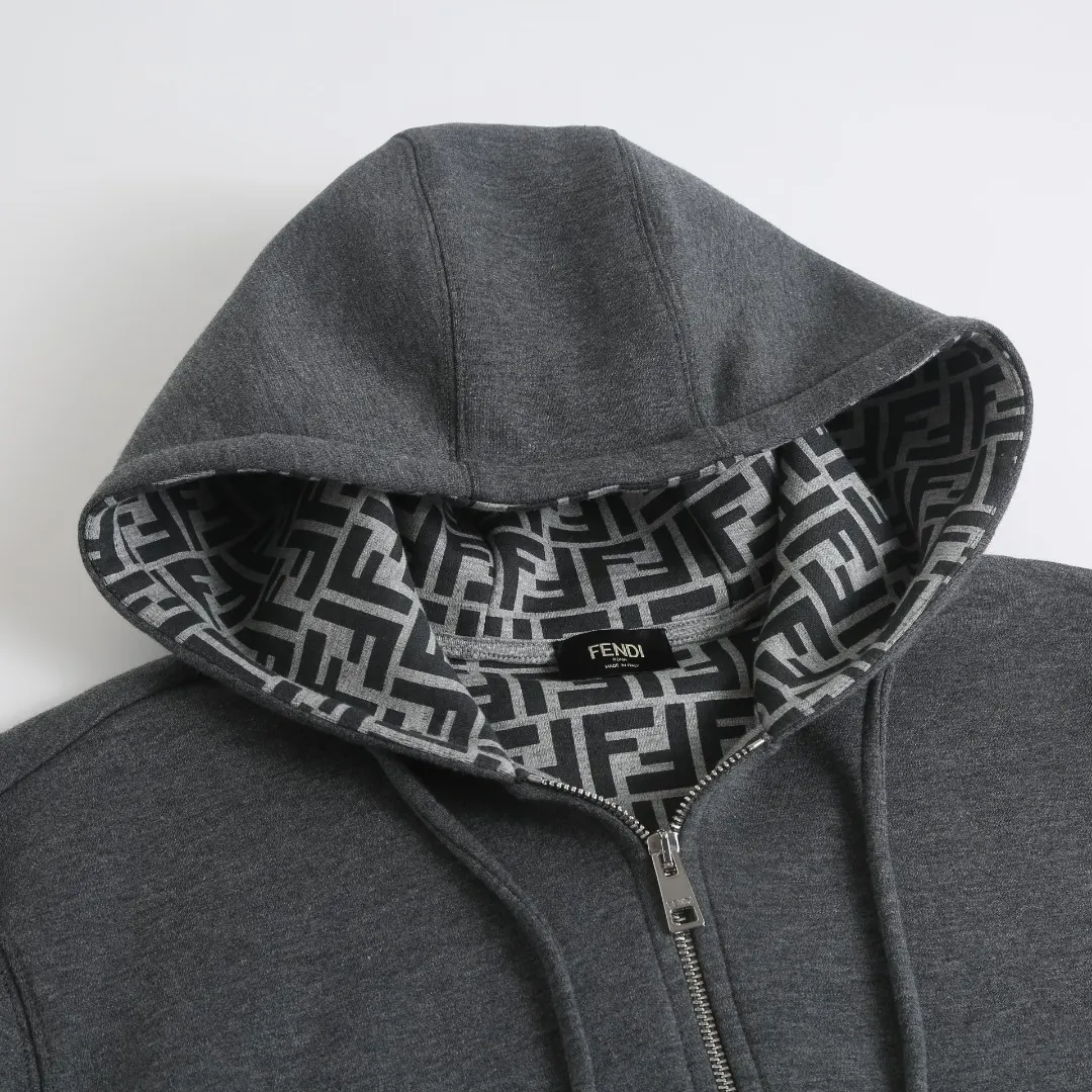 Logo-Embroidered Zip-Up Hoodie with Monogram Lining D36523203 — view 4